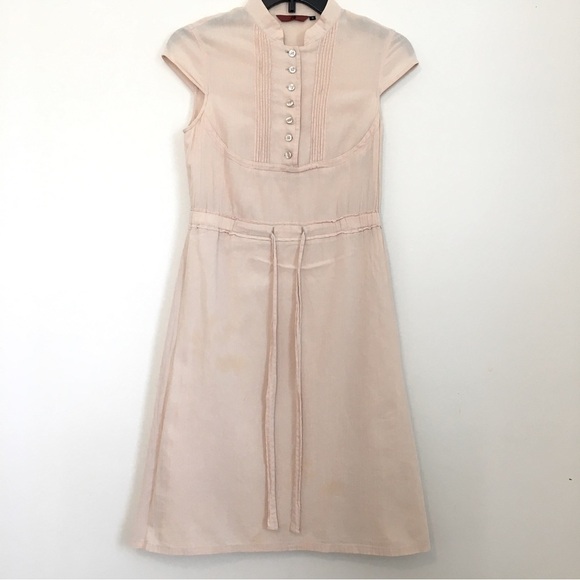 Vintage 80’s Button Front Nude Midi Dress - Picture 1 of 15